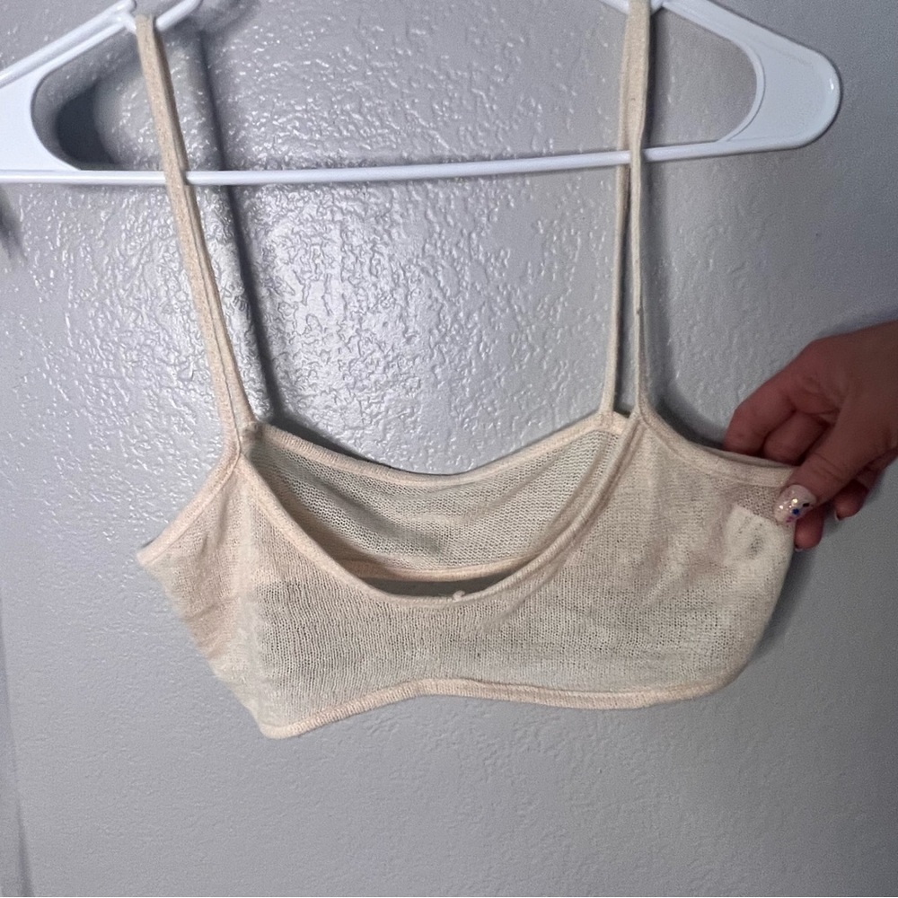 2-pc set! sheer cream maxi gown with bralette. Open back. Size med. Soft AF knit - Picture 3 of 10